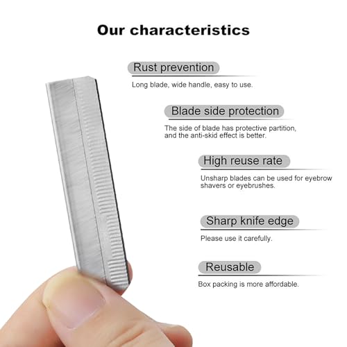 50Pcs Single Edge Razor Blades, Stainless Steel Straight Razor Blade Refills, Eyebrow Trimmer Facial Hair Blades for Women and Men