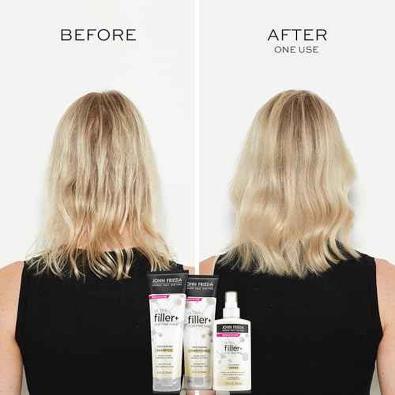 John Frieda ULTRAfiller+ Thickening Spray, Thickening & Strengthening Spray for Damaged or Thin Hair, Infused with Biotin and Hyaluronic Acid to Strengthen Hair for Thicker Fuller Results, 5 Oz