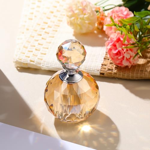 14ML Refillable Champagne Crystal Glass Perfume Bottle with Crystal Stopper - Elegant Design