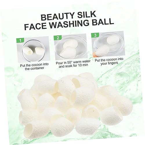 Natural Silk Face Wash Balls Organic Silkworm Facial Exfoliating Scrub for Blackhead Removal and Skin Care Gentle Cleansing for Smooth Skin 1.18X0.78X0.39In