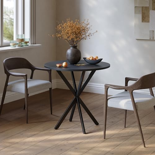 Unovivy 31.5 Inch Round Small Dining Table for 2-4, Black, Model 31.5x31.5x29.53 in