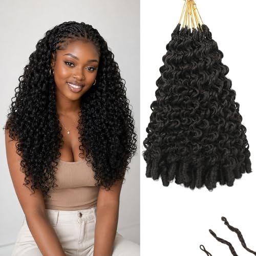 Pre-Looped Burmese Curly Crochet Hair 18 Inch - 8 Packs 120 Strands 1B#