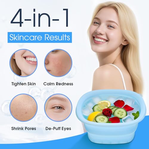 Face Ice Bath Bowl ? Collapsible Silicone Facial Ice Bowl with Built-in Ice Tray for Cold Plunge ? Portable Skincare Tool for Skin Tightening, Puffiness Relief, Travel & Home Use (black)