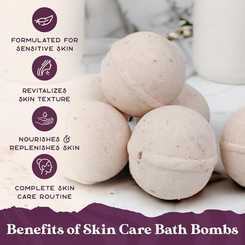 Purple Canyon Glowing Goat Bath Bombs for Sensitive Skin - Handmade, Fragrance-Free, 2.5-inch Soothing Bath Additive