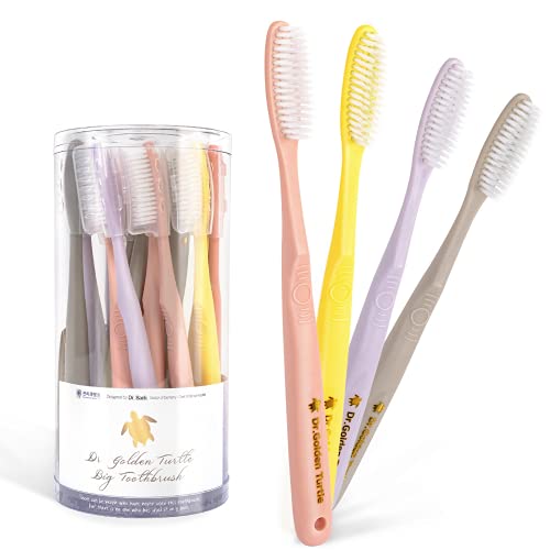 16 Pack Long Head Toothbrushes for Better Cleaning | Dr.Golden Turtle