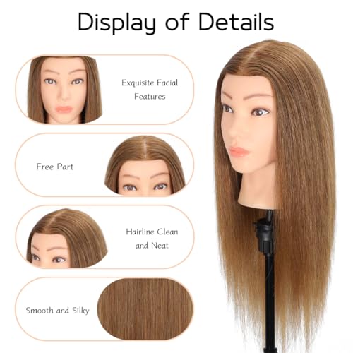 Mannequin Head with Human Hair - Light Brown - Practice & Styling