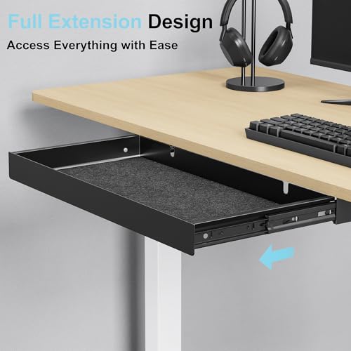 Under Desk Drawer,20.1 inch Carbon Steel Slide-Out Table Storage