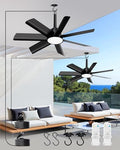 Outdoor Ceiling Fan with Light & Remote - 28 Inch Black for Gazebo & Patio - Variation 2