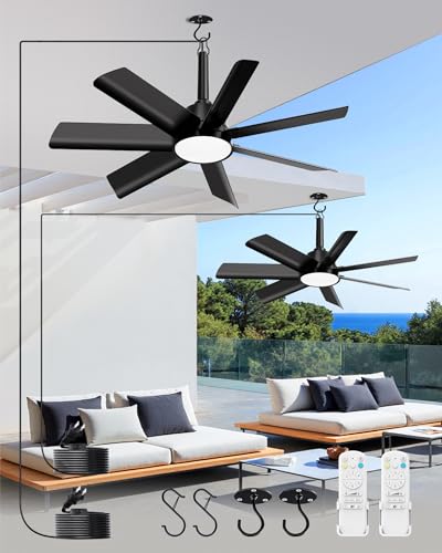 Outdoor Ceiling Fan with Light & Remote - 28 Inch Black for Gazebo & Patio - Variation 2