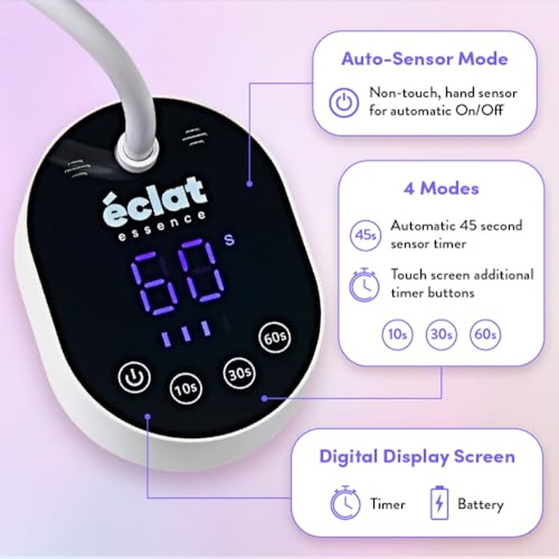 ?clat Flash Cure Lamp for Gel Nail Polish 36W Rechargeable LED Mini UV Light, Cordless Nail Dryer with 4 Timers & Auto Sensor, Portable Fast Curing Gooseneck Lamp for Home DIY Manicure & Pedicure