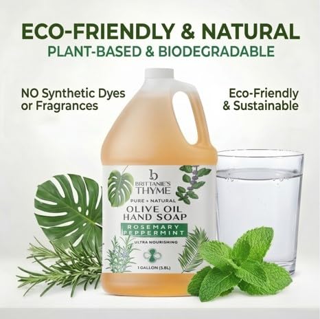 Brittanie's Pure Castile Liquid Soap Refill 128oz - Rosemary Peppermint