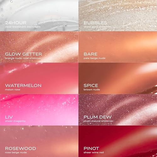 Fitglow Beauty Ceramide Hydra-Balm Lip Gloss | Hydrating Lip Serum with Peptides & Glutathione | Plumping & Anti-Aging Lip Skincare | Dry & Chapped Lip Repair | Vegan & Cruelty-Free | 12g - Bare