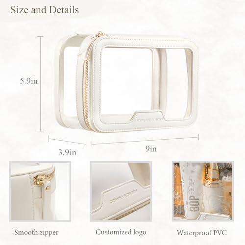 Camdeez White Clear Makeup Case Toiletry Bag Travel Organizer Portable Cosmetic Storage