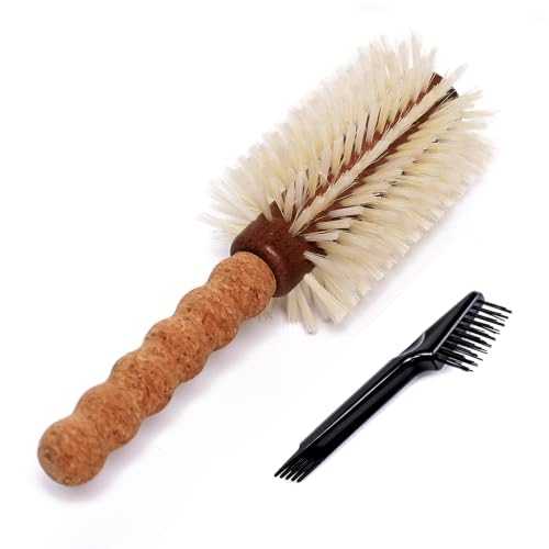 Boar Bristle Round Hair Brush for Blowouts - Large 2.8 Inch Barrel with Cleaner - Blonde Boar & Nylon Bristles - Smooth Blowout Variation of THIS listing