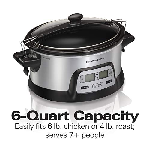Hamilton Beach 6 Qt Programmable Slow Cooker with Dual Timers & Lock, Silver