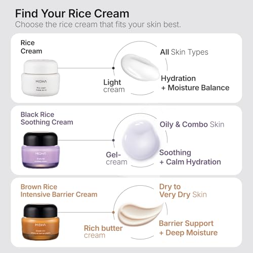 Midha Black Rice Soothing Gel-Cream - Hydrating Moisturizer for Sensitive Skin, 50ml