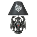 Dragon Table Lamp Gothic Guardians with Black Fabric Shade - 19 Inch Decor
