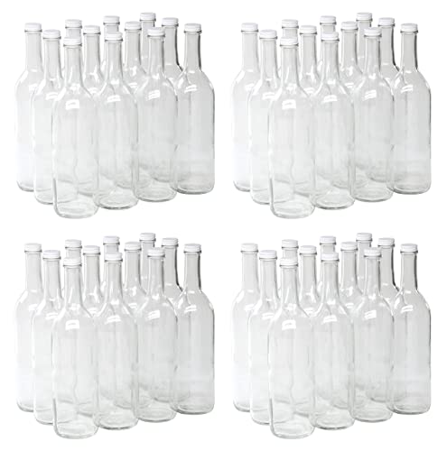 750ml Clear Glass Bordeaux Wine Bottles with Screw-Top Lids - 48 Pack