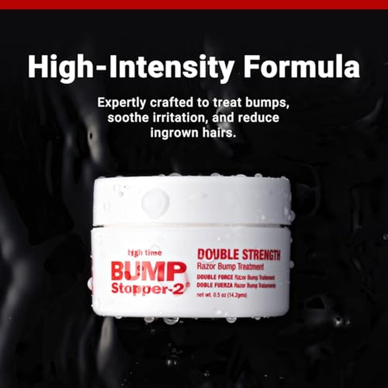 High Time Bump Stopper 2 Double Strength Ingrown Hair Cream | Aftershave Lotion for Men and Women | Razor Bump Balm | 0.5 OZ (5 Pack)