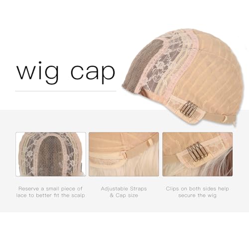 T-color Ombre Platinum Blonde Long Wavy Wig for Women 28 Inch Synthetic Curly Style