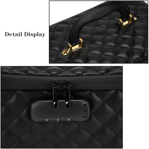 KaAutoler Black Large Capacity Portable Makeup Box with Lock & Divider