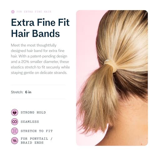 Gimme Beauty X-Fine Hair Bands - Slim-Fit Elastic Ties for Extra Fine Hair - No-Dent, Gentle-Grip Ponytail Holders for All-Day Comfort - 20 Pack, Blonde