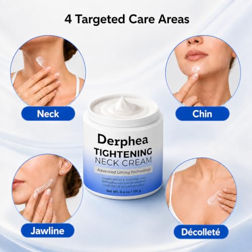 DERPHEA 3.4 oz Neck Firming Cream with Peptides for Tightening & Wrinkle Reduction - Targeted Anti-Aging Care - Variation of THIS listing