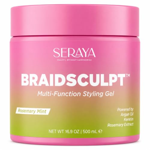Seraya BraidSculpt Non-Flaking Braiding Gel - Extra Hold Edge Control, Rosemary Mint, 16.9 oz - Pack of 1