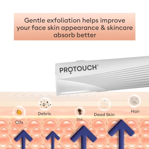 PROTOUCH Electric Dermaplaning Device | Beauty Tool | 2 in 1 Eyebrow & Face Hair Remover with Gentle Exfoliation | Quick, Painless, Smoother & Glowing Skin | 3 Attachment | Easy & Safe to Use