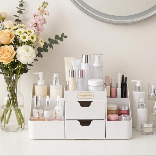 White Cologne and Makeup Organizer with Drawers - Vanity Storage for Men