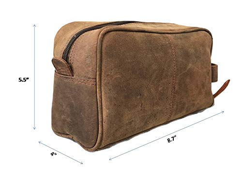 Men’s Leather Travel Toiletry Bag Small Shave Kit Organizer - Vintage Style