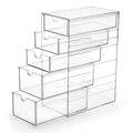 Hipiwe 5-Drawer Plastic Storage Organizer for Hair Accessories, 6.9Lx4.1Wx9.8H - Clear