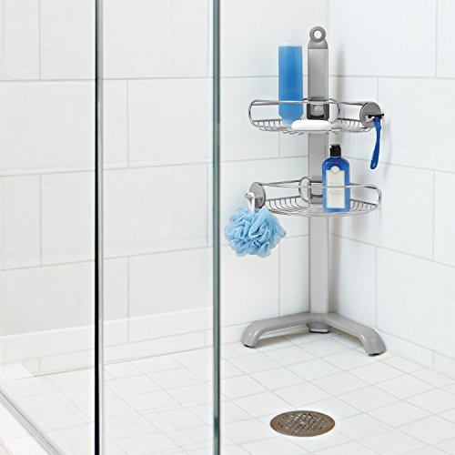 Simplehuman Corner Shower Caddy - Stainless Steel & Anodized Aluminum, Adjustable Shelves