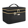 Large Travel Makeup Bag with Multiple Compartments and Brush Holder