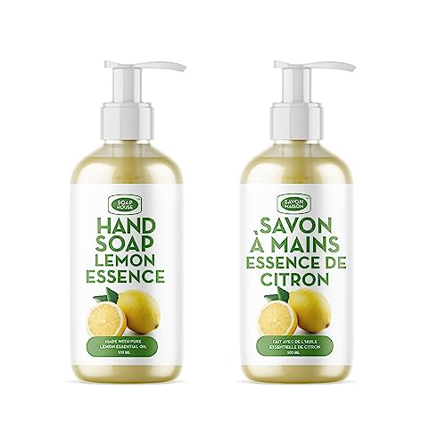 Soap House Hand Soap | Lemon Essence | Made with Pure Lemon Essential Oil | Pack of 4 units (16.9 Fl Oz x 4)
