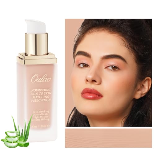 Oulac Foundation Make Up, Skincare Infused With Aloe Leaf And Vitamin E, Medium to High Coverage Liquid Foundation, Foundation Vegan 30ml, Shade£ºNude 05