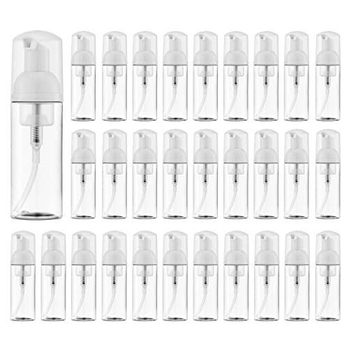 30 Pack Travel Foam Pump Bottles 2oz Clear Refillable Dispensers - Leakproof