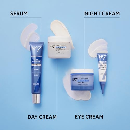 No7 Lift & Luminate SPF 30 Day Face Cream with Hyaluronic Acid & Vitamin C - Anti-Aging Hydrating Moisturizer, Suitable for Sensitive Skin - 1.69 Fl Oz