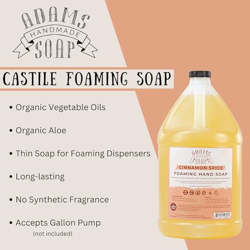 Liquid Foaming Hand Soap - Cinnamon Spice, 1 Gallon (128 Fl Oz) - Adams Handmade
