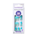 KISS imPRESS No Glue Pedi Press-On Nails, Design, 'Last Flowers', Medium Blue, Short Size, Squoval Shape, Includes 24 Nails, Prep Pad, Instructions Sheet, 1 Manicure Stick, 1 Mini File