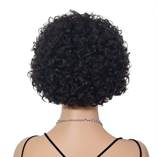 Short Curly Human Hair Headband Wig - 1B / 6 Inch, Glueless, Kinky Curly for Black Women