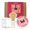 Men Rock The Life Shaver Essential Shaving Kit - Black Pomegranate - Beard Care Kit for Men - Shaving Cream, Synthetic Brush - Mens Face Care - 3 Pc