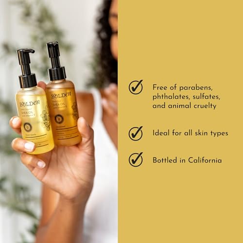 BOLDEN Sweet Vanilla Shea Body Oil with Vitamin E | Stretch Mark Pregnancy Care | 100% Natural Moisture Shea Oil | Lightweight After Shower Body Oil | 3.4 Fl Oz