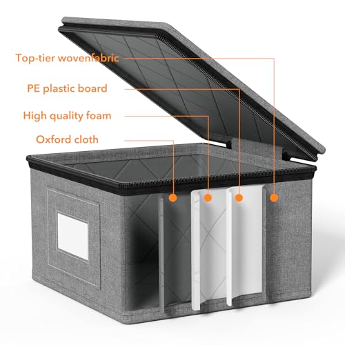 SpaceAid Grey Stackable Dinnerware Storage Containers 6 Pack with Dividers
