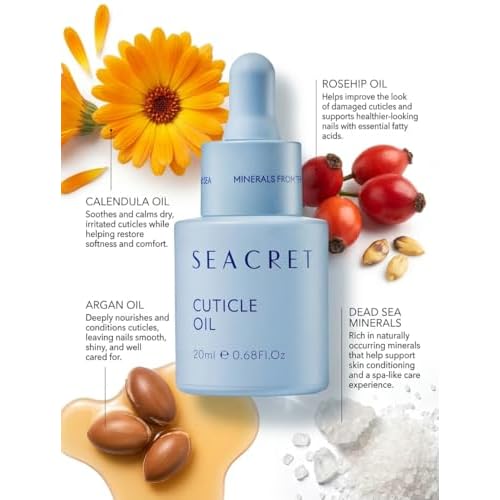 SEACRET Minerals Nail Care Collection, DIY Salon Manicure, Dead Sea Finger & Toenail Treatment Set with File, 3-Way Buffer Block, 1 Oz Cuticle Oil, & 6.8 Oz Body Lotion, All Skin Types, 4 Piece Kit