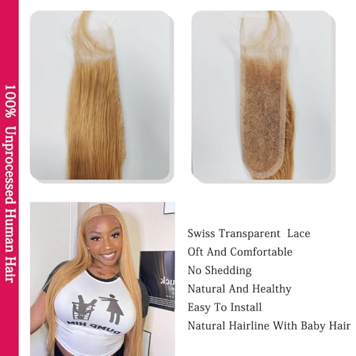 Honey Blonde 2x6 HD Lace Frontal Closure 10 Inch Straight Brazilian Virgin Hair