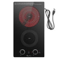 2 Burner Electric Cooktop 110V with Knob Control - 12 Inch, Dual 1800W, Safety Features