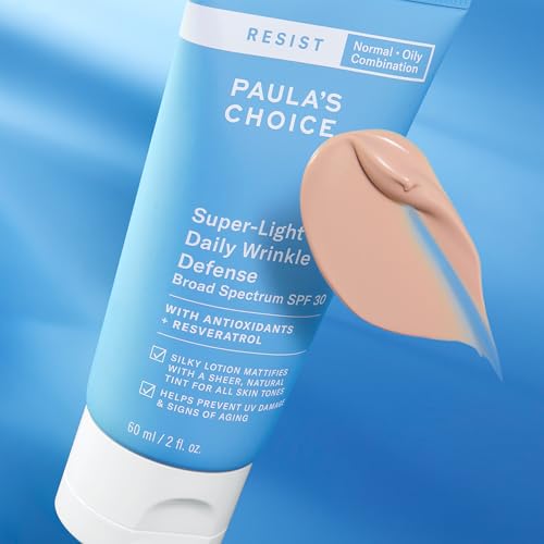 Paula's Choice RESIST Super-Light Daily Wrinkle Defense Mineral Sunscreen, SPF 30 Face Sunscreen for Oily Skin, Matte Tinted Face Moisturizer, UVA/UVB Protection, Fragrance-Free