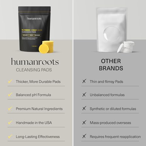 Turmeric Kojic Acid Cleansing Pads with Vitamin C - Exfoliating Face Pads for All Skin Types (30 Pads)