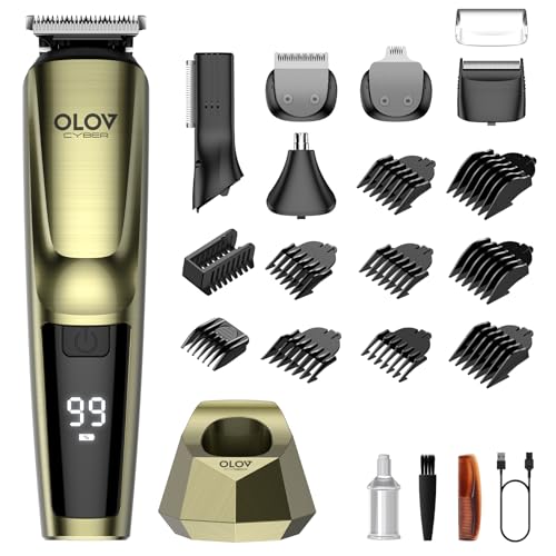 Cordless Beard Trimmer for Men, 17-in-1 Mens Grooming Kit, Electric Razor Shaver for Face Mustache Body & Nose Hair, with USB Charging Dock, IPX7 Waterproof, Gift for Dad Husband & Him